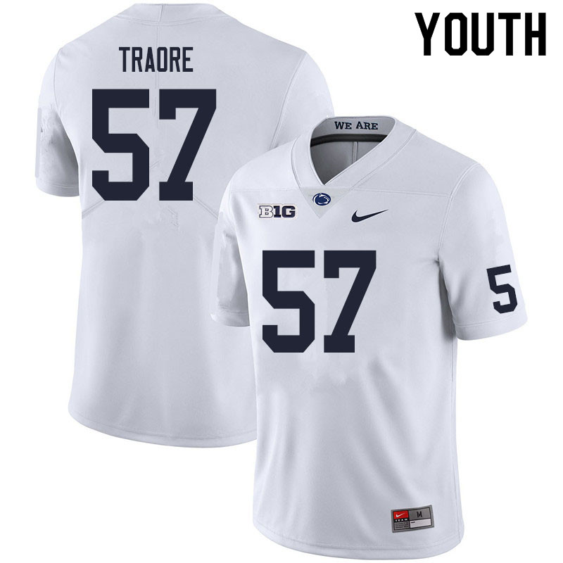 Youth #57 Ibrahim Traore Penn State Nittany Lions College Football Jerseys Sale-White